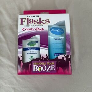 2pk HAND LOTION FLASK SET with Funnel -‎ Smuggle Your Booze Drink - COMBO SET